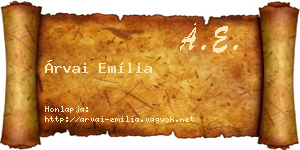 Árvai Emília névjegykártya